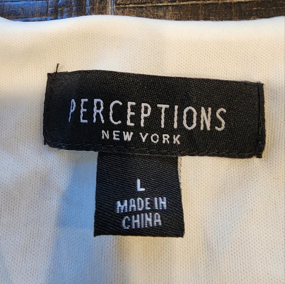 NWT'S PERCEPTIONS NY WHITE, ORANGE & BLACK TIERED DRESS - Picture 7 of 8